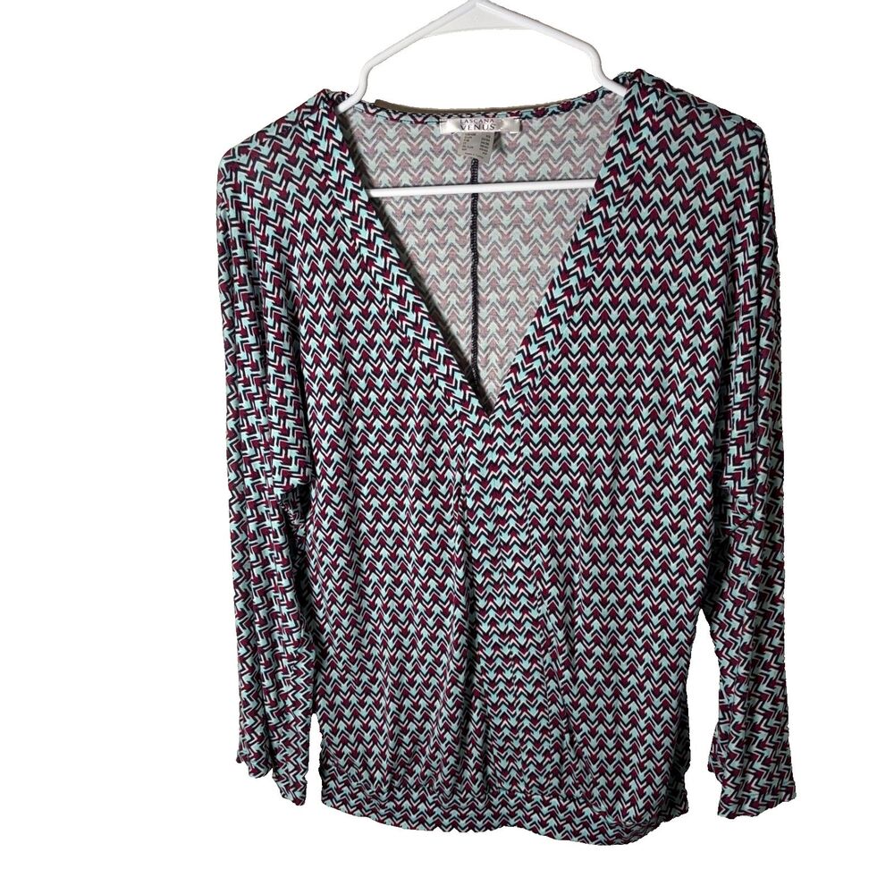 Lascana by Venus T-Shirt Women's XS Printed V-Neck 3/4 Sleeve Shirt Top